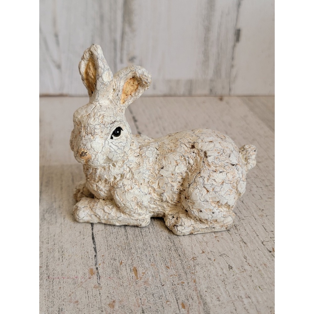 Vintage mini white Easter bunny figure spring rabbit home decor rustic unique